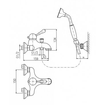 Смеситель для ванны Rav Slezak Labe L554.5/2