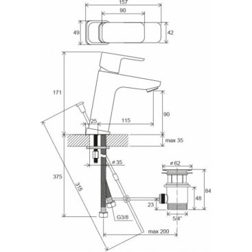 Смеситель для раковины Ravak 10° Free TD F 013.00