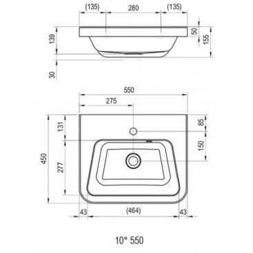 Раковина Ravak 10° 550