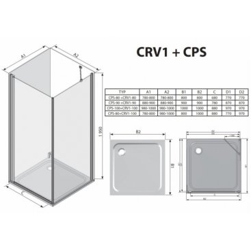 Душевой уголок Ravak Chrome CRV1/CPS 100x80 сатин