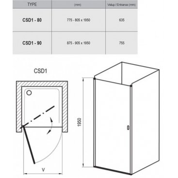 Душевая дверь Ravak Chrome CSD1-90