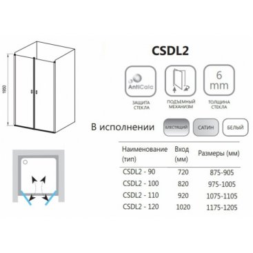 Душевая дверь Ravak Chrome CSDL2-100