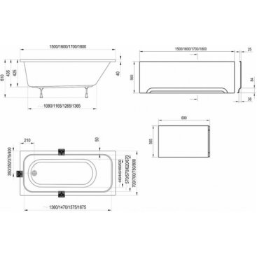 Ванна акриловая Ravak Chrome 180x80