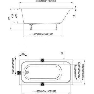 Ванна акриловая Ravak Chrome Slim 180x80