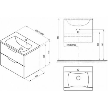 Мебель для ванной Ravak SD Classic II 800 белая/графит