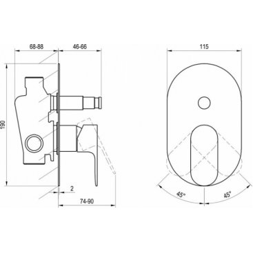 Смеситель для душа Ravak Eleganta EL 061.20BLM.O2