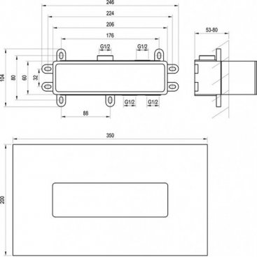 Скрытая часть смесителя Ravak R-Box Horizontal RB 07D.50