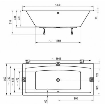 Ванна акриловая Ravak Formy 02 Slim 180x80