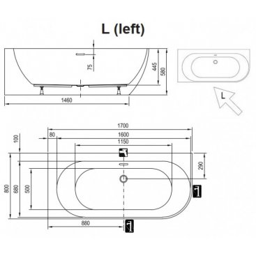 Ванна Ravak Freedom Corner-W L 170x80