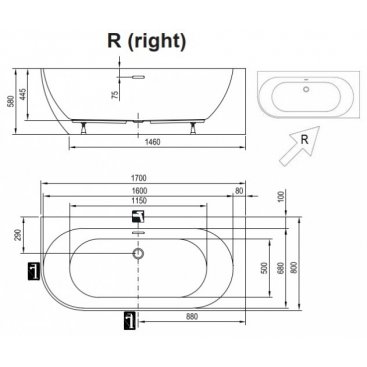 Ванна Ravak Freedom Corner-B R 170x80