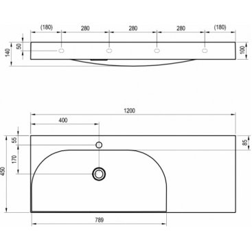 Раковина Ravak Lite 120/80-1 R