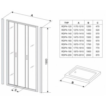 Душевая дверь Ravak Rapier NRDP4 190