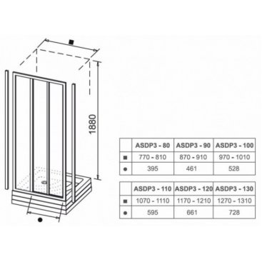 Душевая дверь Ravak Supernova ASDP3-80 188 сатин Transparent