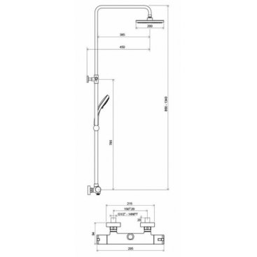 Душевая стойка Ravak TE 091.00/150 Termo 100