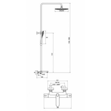 Душевая стойка Ravak TE 092.00/150 Termo 300 хром