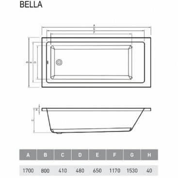 Ванна Relisan Bella 170x80