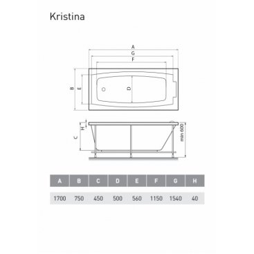 Ванна Relisan Kristina 180x80