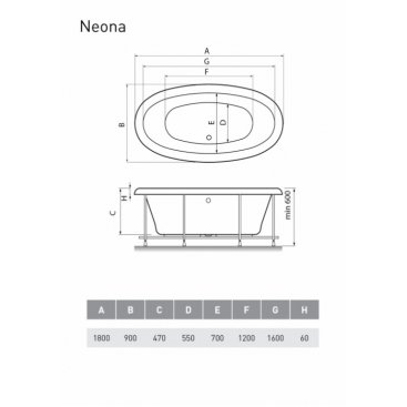 Ванна Relisan Neona 180x90