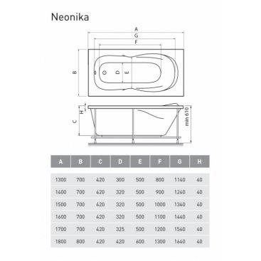 Ванна Relisan Neonika 160x70