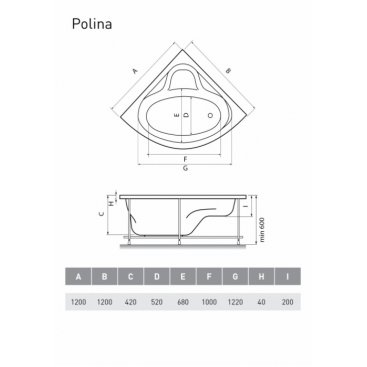 Ванна Relisan Polina 120х120