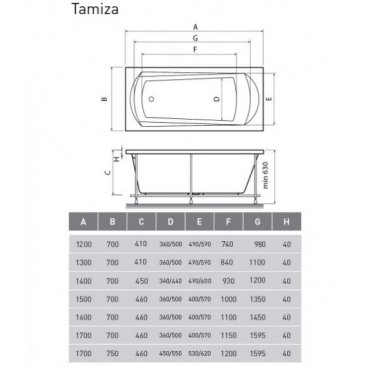 Ванна Relisan Tamiza 130x70