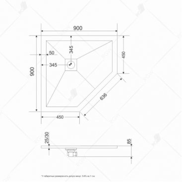 Душевой поддон RGW ST/T-0099Tr 90x90