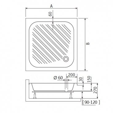 Душевой поддон RGW B/CL-S-A 90x90