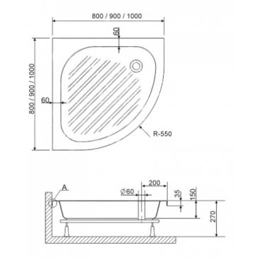 Душевой поддон RGW BP/CL-S-A 80x80
