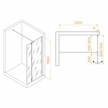 Душевая перегородка RGW Walk In WA-050B 60+30 см