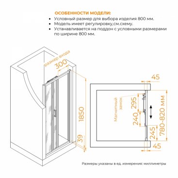 Душевая дверь RGW Classic CL-111 80 см