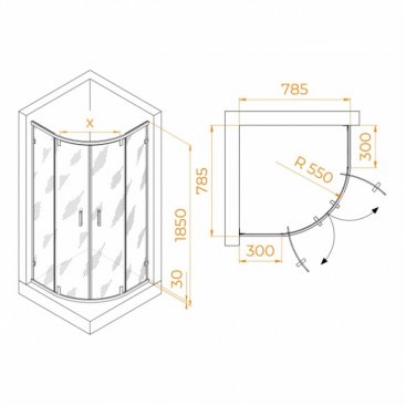 Душевой уголок RGW Classic CL-55B 80x80