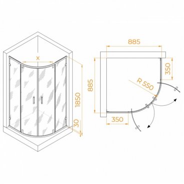 Душевой уголок RGW Classic CL-55B 90x90