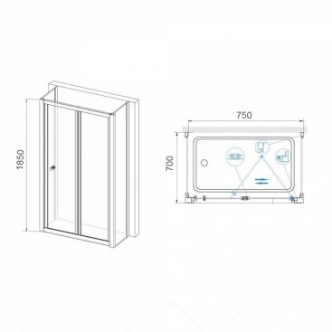 Душевой уголок RGW Classic CL-41 P (CL-21+2Z-12) 75x70