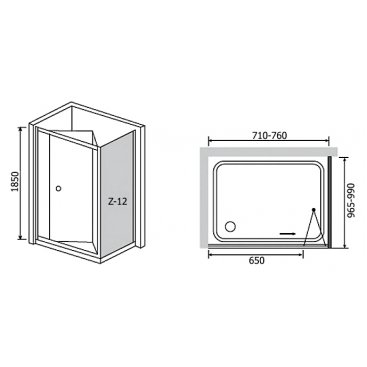 Душевой уголок RGW Classic CL-41 (CL-21+Z-12) 75x100