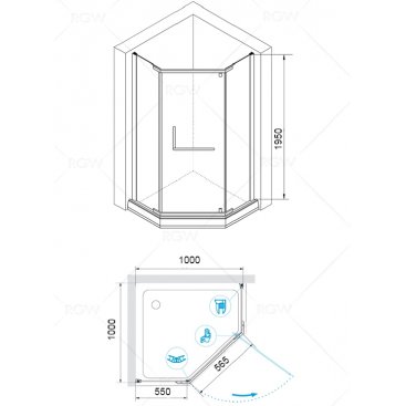 Душевой уголок RGW Hotel HO-081B 100x100 прозрачный