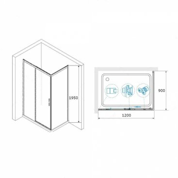 Душевой уголок RGW Leipzig LE-41 B (LE-12B+Z-22B) 120x90