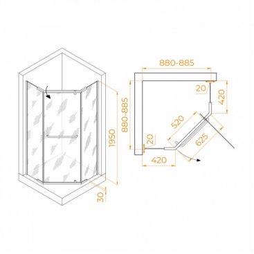 Душевой уголок RGW Passage PA-081B 90x90 прозрачный