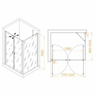 Душевой уголок RGW Passage PA-144 с держателем O-204CP 120x100