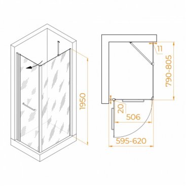 Душевой уголок RGW Passage PA-148B с держателем O-204B 60x80