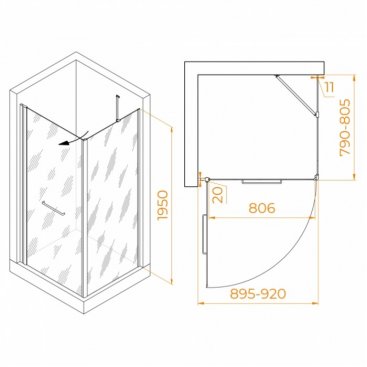 Душевой уголок RGW Passage PA-148B с держателем O-204B 90x80
