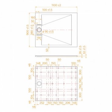 Душевой поддон RGW TUS-W 110x90