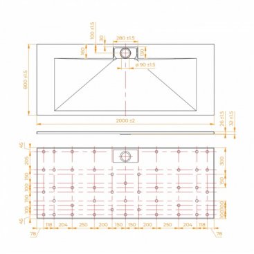 Душевой поддон RGW TKS-W 200x80