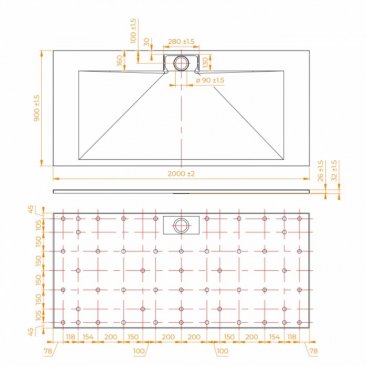 Душевой поддон RGW TKS-W 200x90