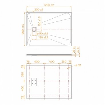 Душевой поддон RGW TSS-W 120x90