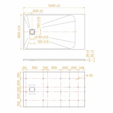 Душевой поддон RGW TSS-W 140x80