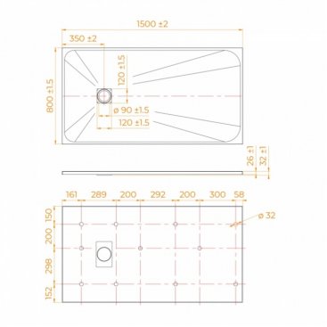 Душевой поддон RGW TSS-W 150x80