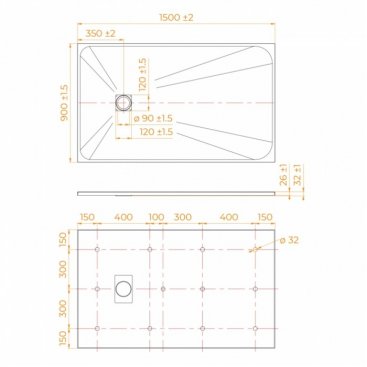 Душевой поддон RGW TSS-W 150x90