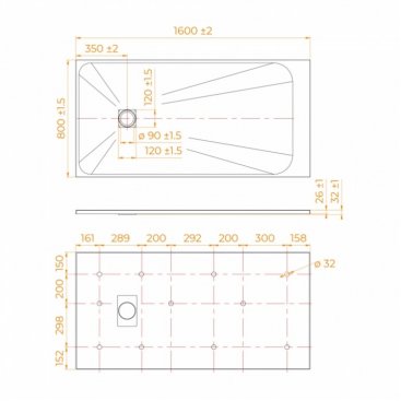 Душевой поддон RGW TSS-W 160x80