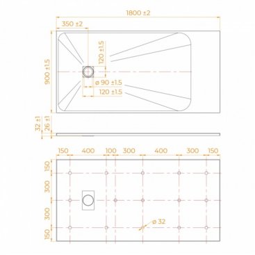 Душевой поддон RGW TSS-W 180x90