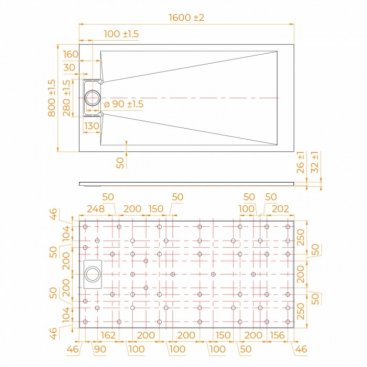 Душевой поддон RGW TUS-W 160x80